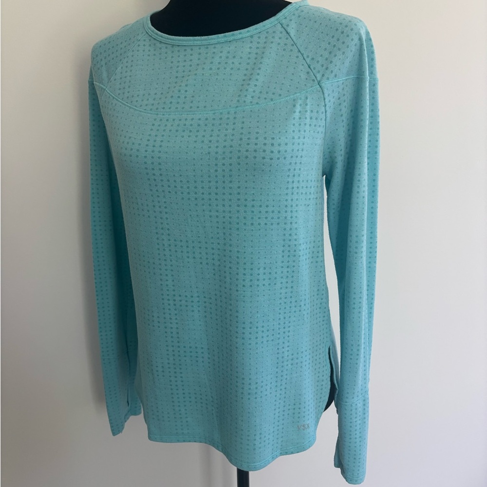 VSX Blue Long Sleeve Blouse with Black Crew Neck